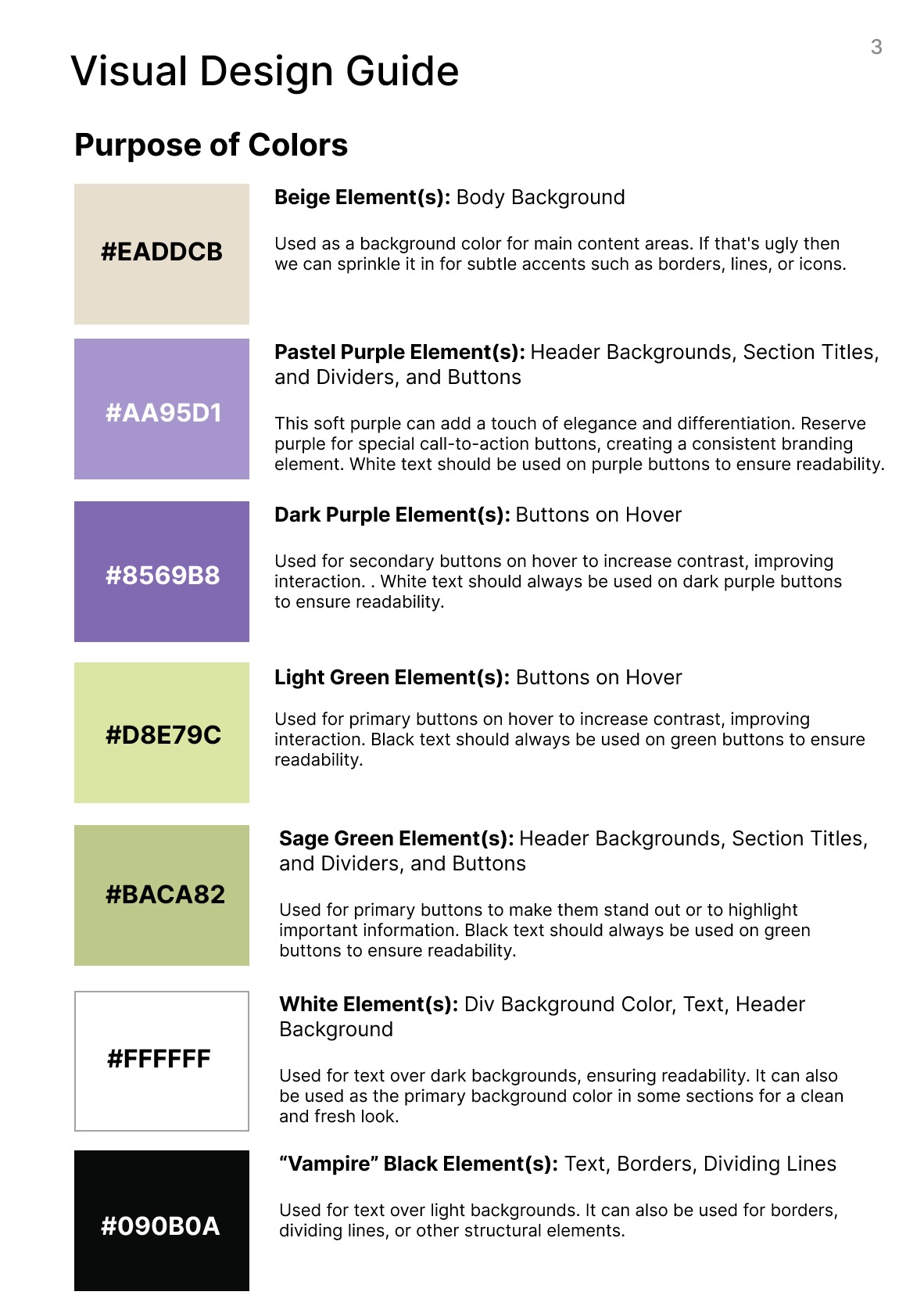 Design documentation for The Suite Spot