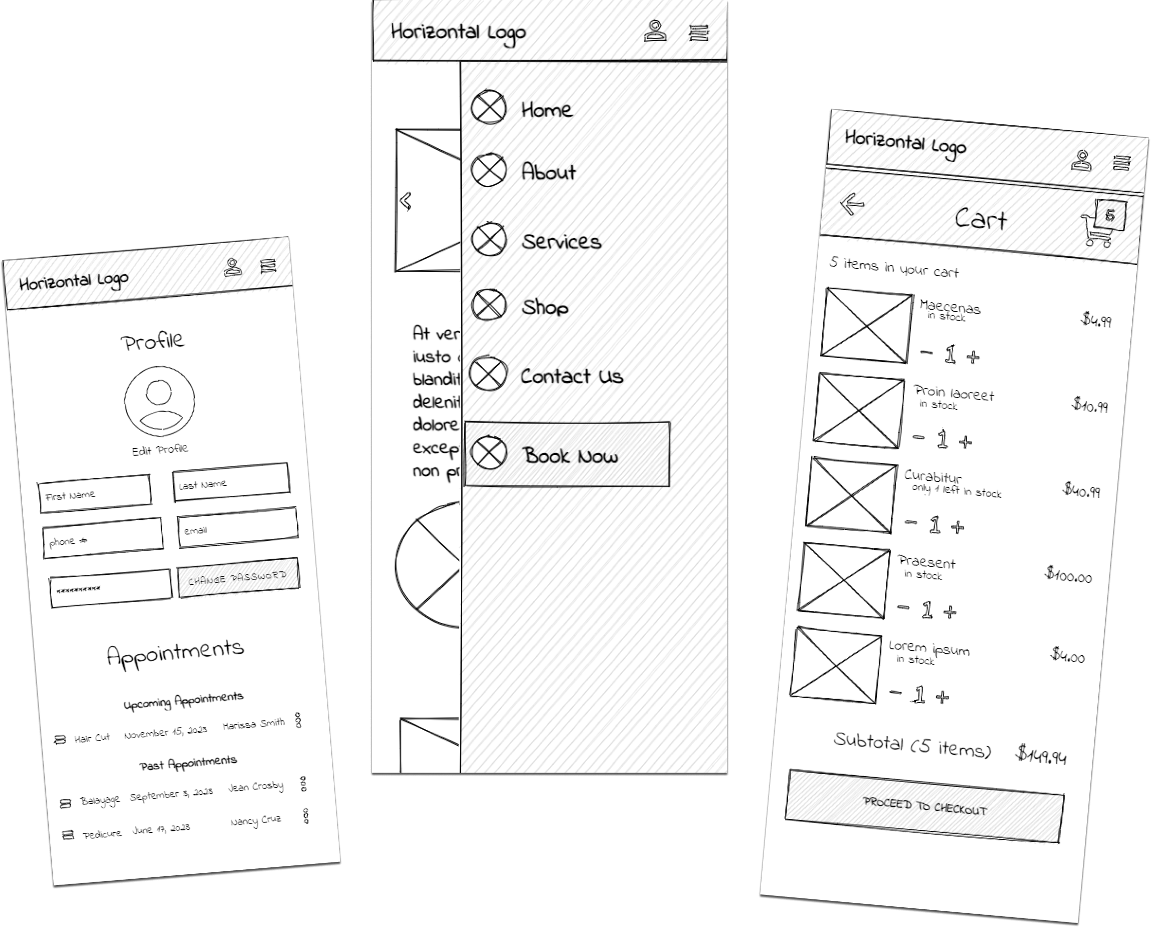 Mobile UX Sketch for The Suite Spot