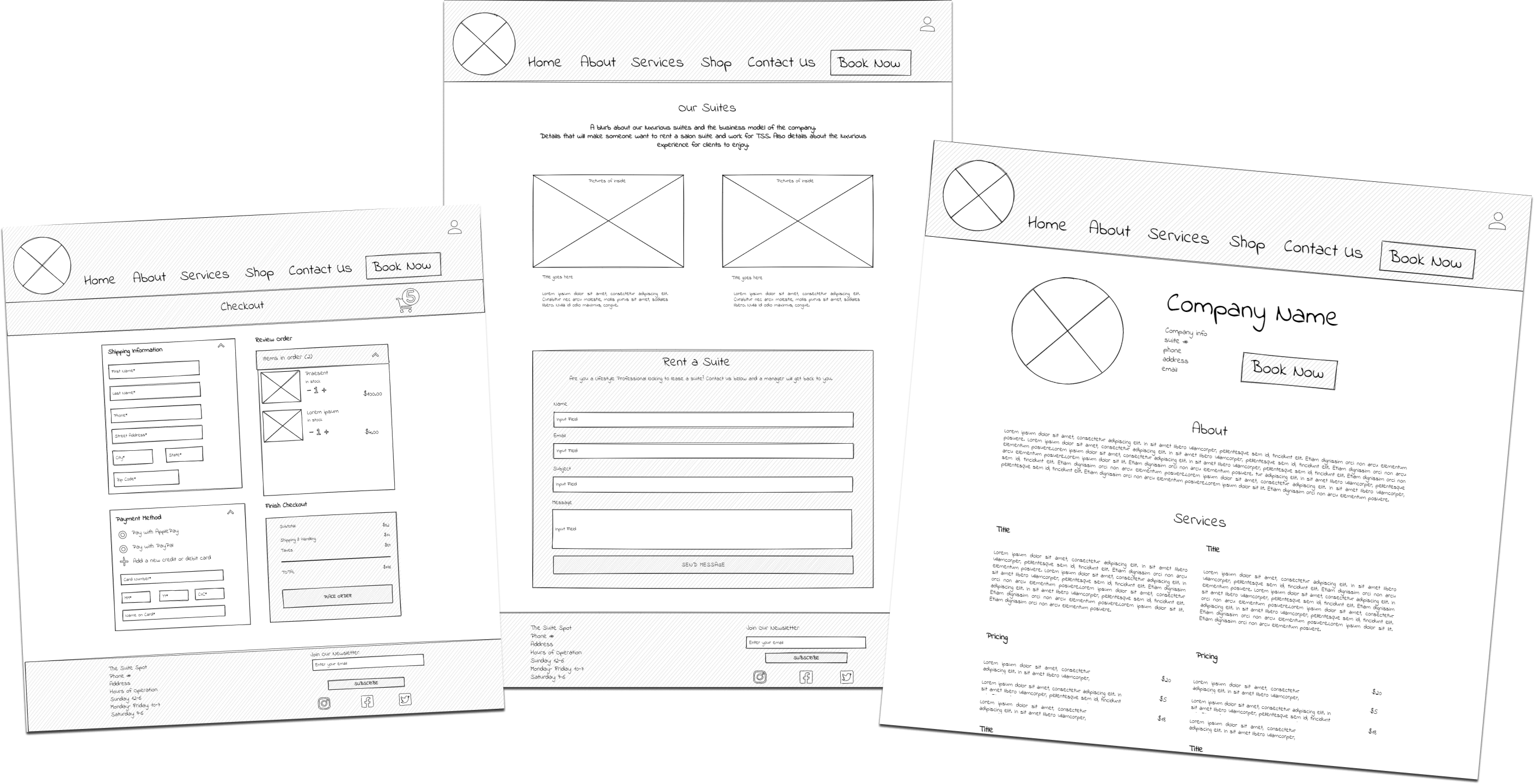 Web UX Sketch for The Suite Spot